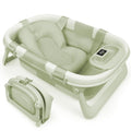 Portable Baby Bath Tub with Temperature Display, Drain Plug & Foldable Design