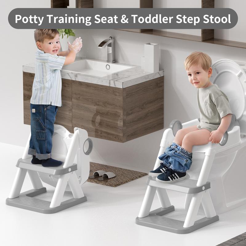 2-in-1 Potty Training Seat with Step Stool & Safety Handles