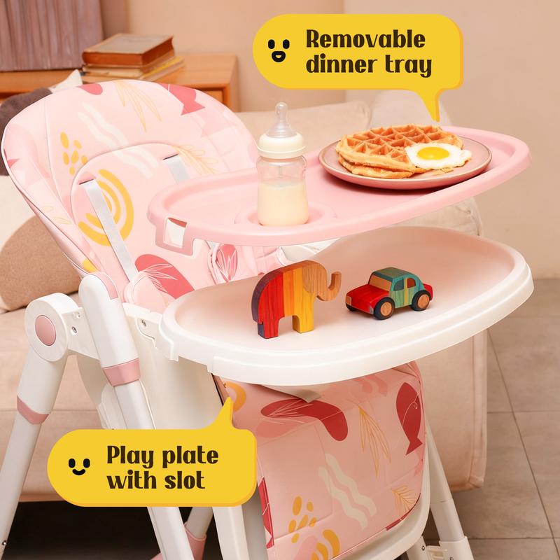 Convertible Baby High Chair with Rocking Mode, Safety Belt & Easy Clean Tray