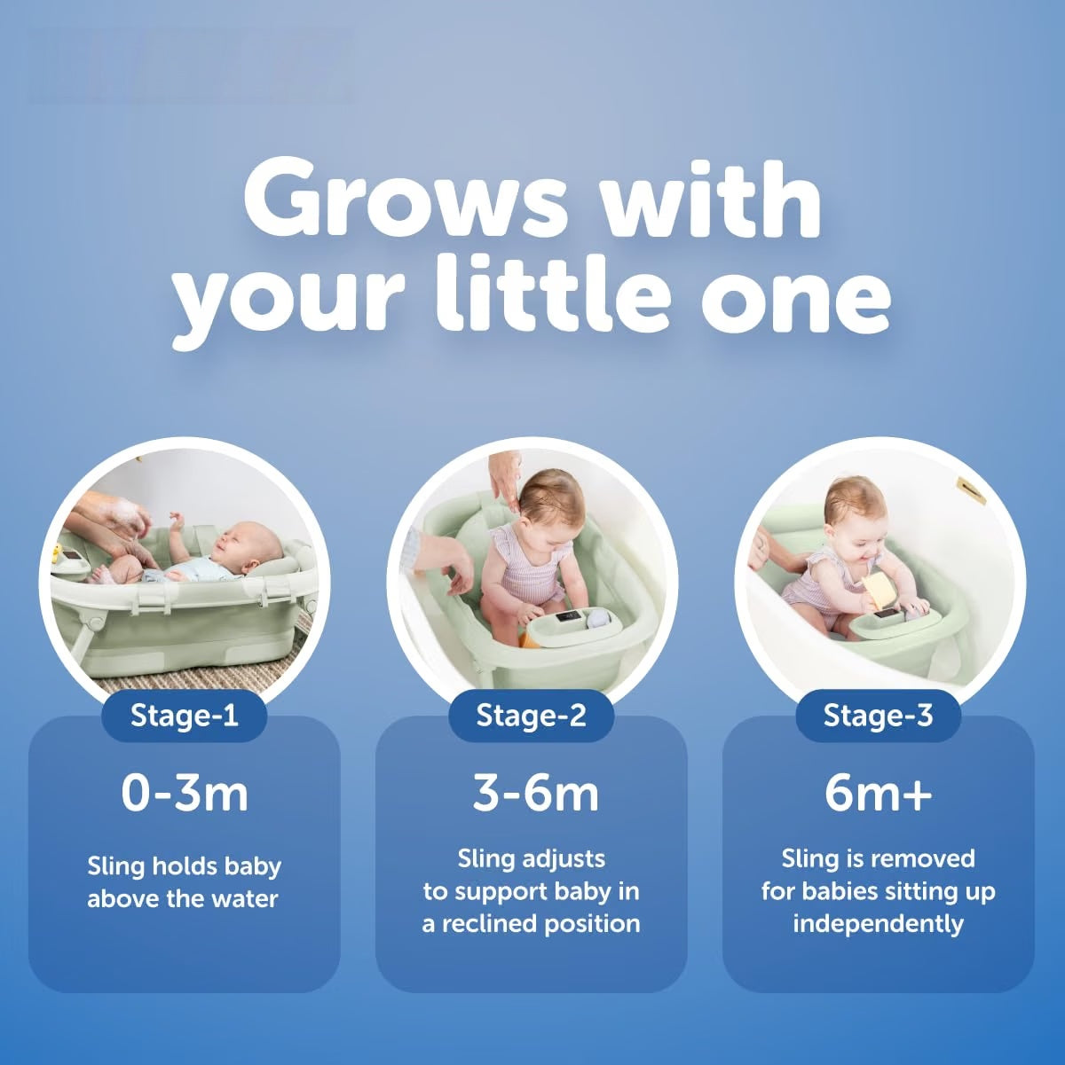Portable Baby Bath Tub with Temperature Display, Drain Plug & Foldable Design