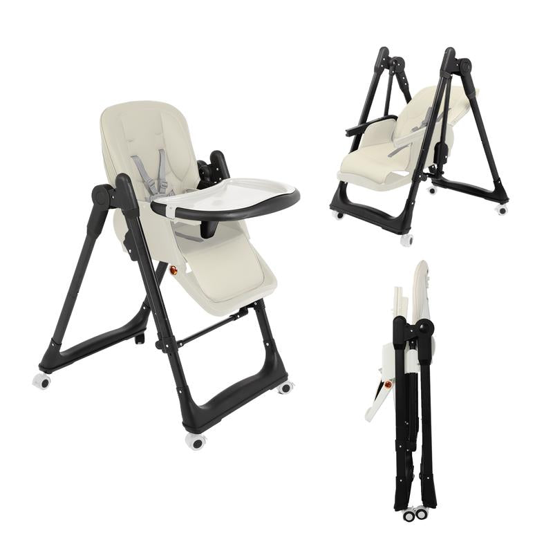 Convertible Baby High Chair with Rocking Mode, Safety Belt & Easy Clean Tray